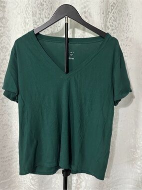 a new day Deep Teal V-Neck Short Sleeve Tee, Boxy Fit, Large